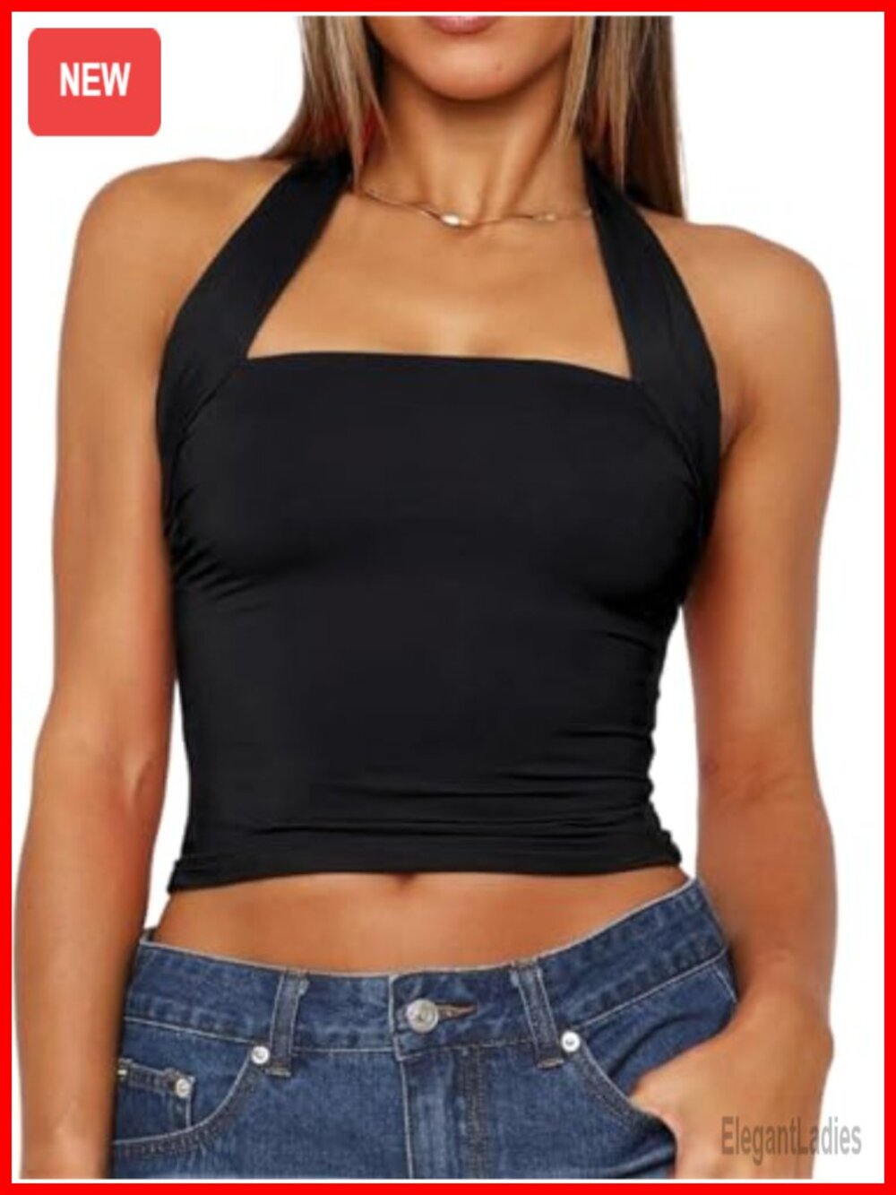 Women Sexy Halter Neck Backless Crop Tank Top Sleeveless Slim Fit Y2K Summer